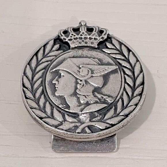 Vintage Swank Silver Toned Medallion Mercury Winged Hat with Crown Money Clip - Picture 1 of 5